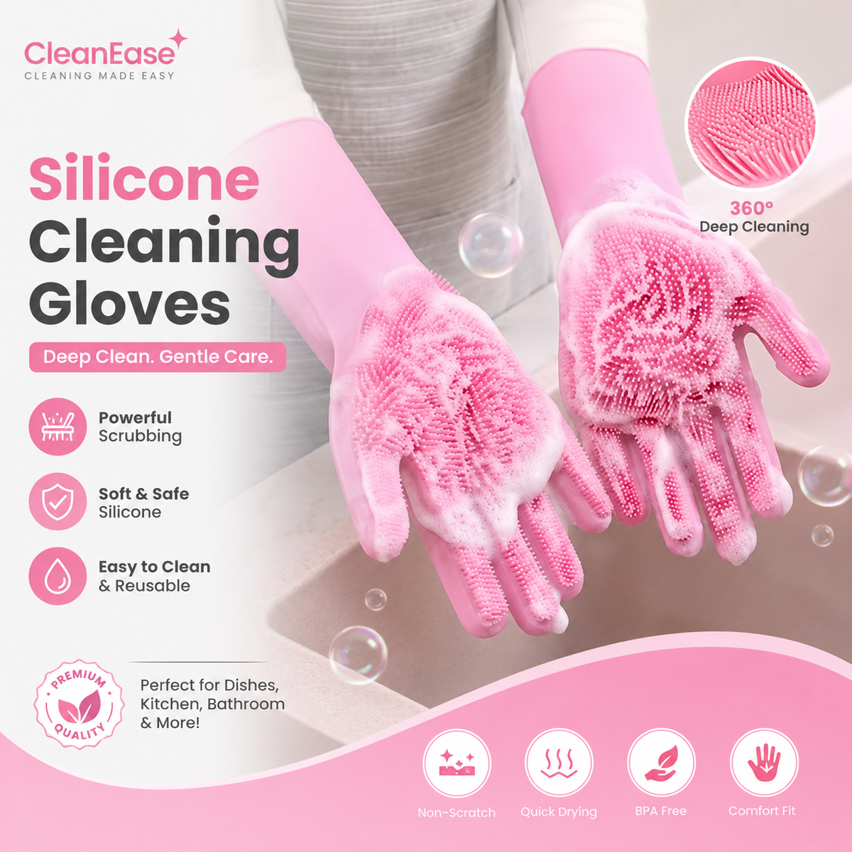 Silicone Cleaning Glove™ – Reusable Scrubbing Glove for Kitchen, Dishes & Bathroom