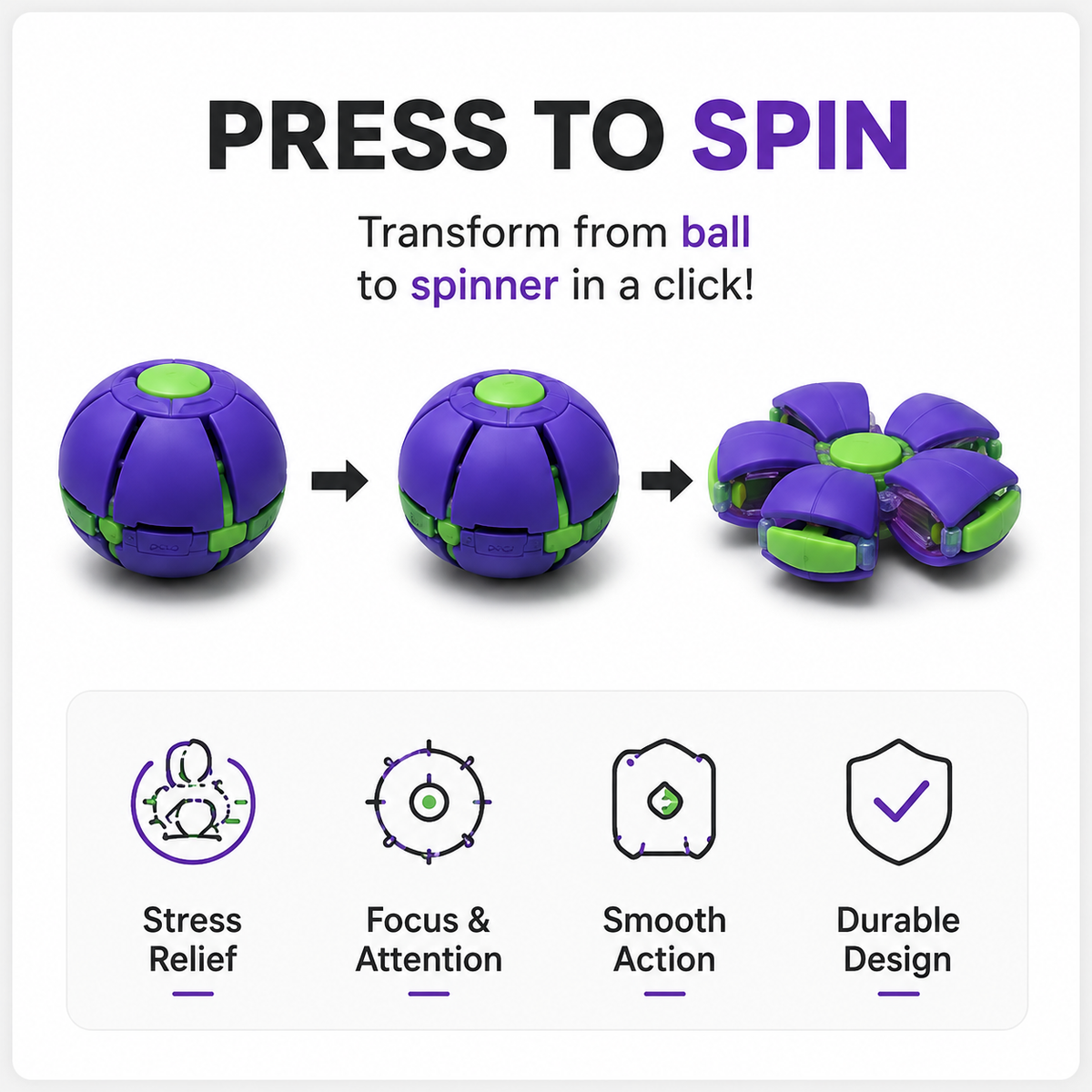 Press To Spin Ball™ – 360° Tactile Fidget & Stress Relief Toy