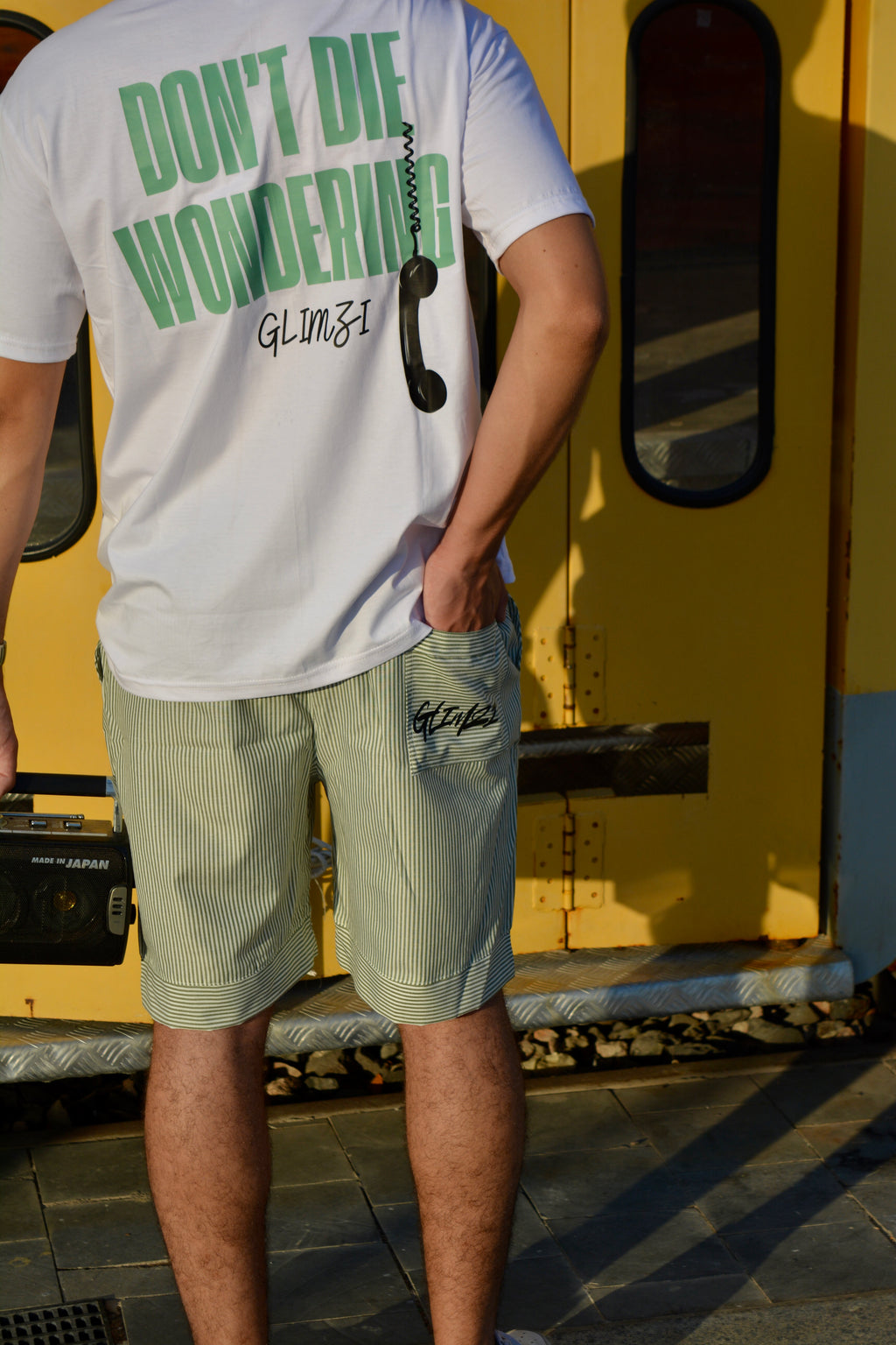 "MATCHA" Unisex Striped Shorts.