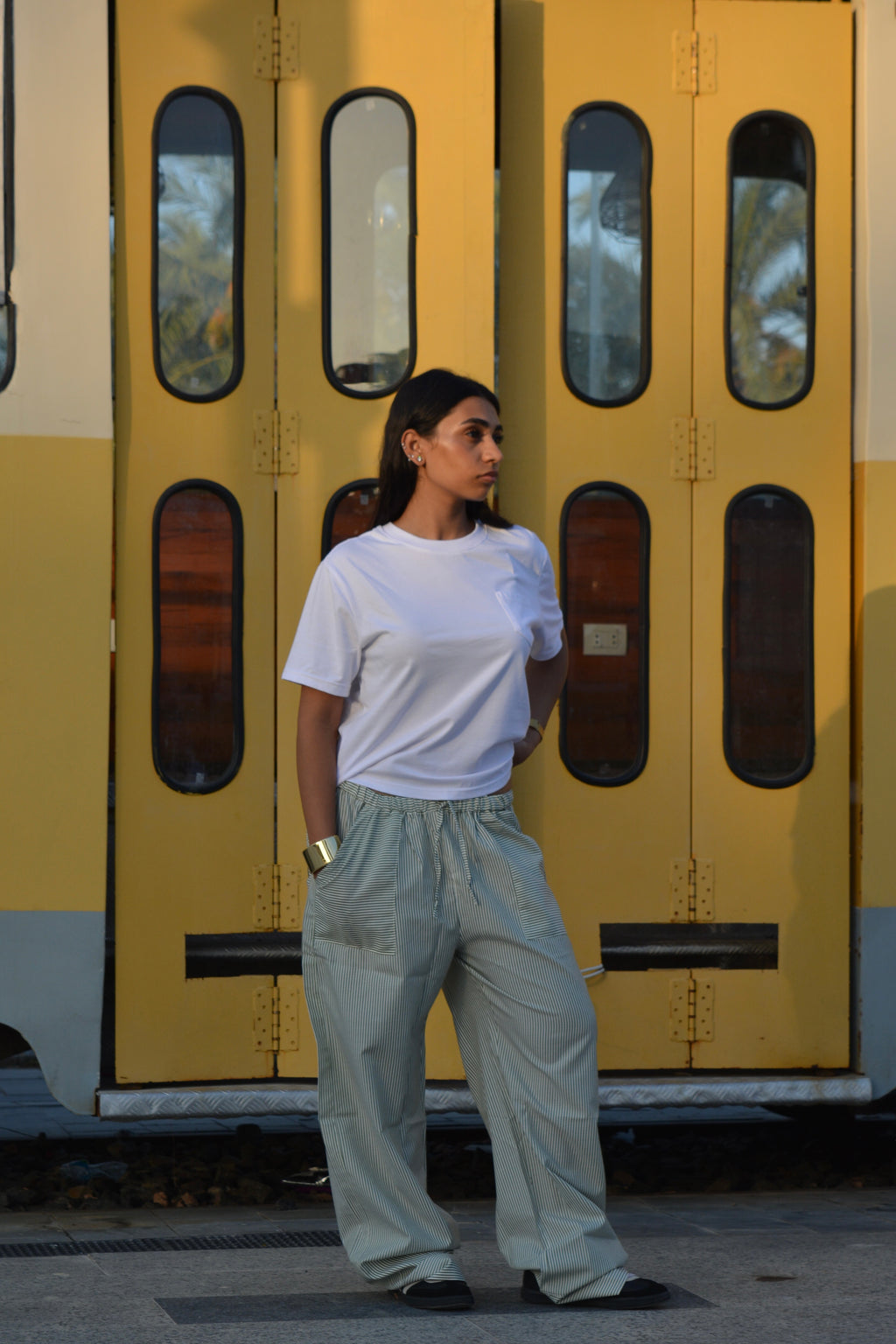 "MATCHA" Striped Pants.