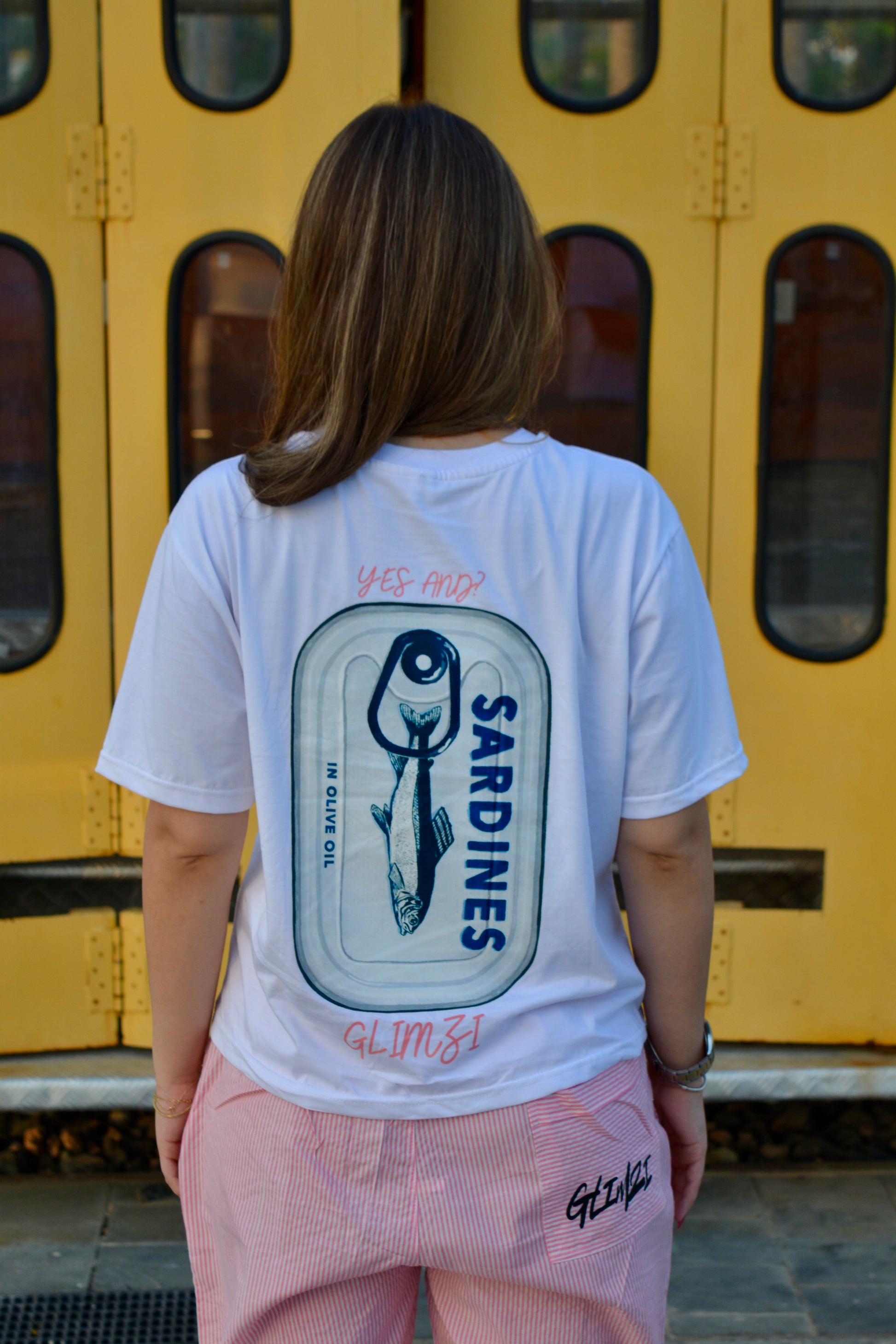 "YES AND SARDINES?" Graphic T-shirt.