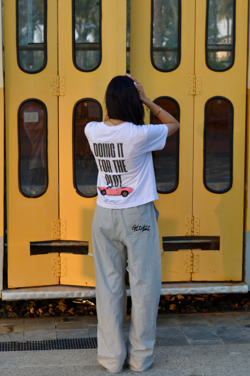 "CHARCOAL" Striped Pants.