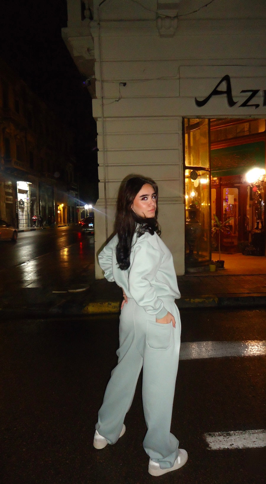 MINT-GREEN SWEATPANTS.